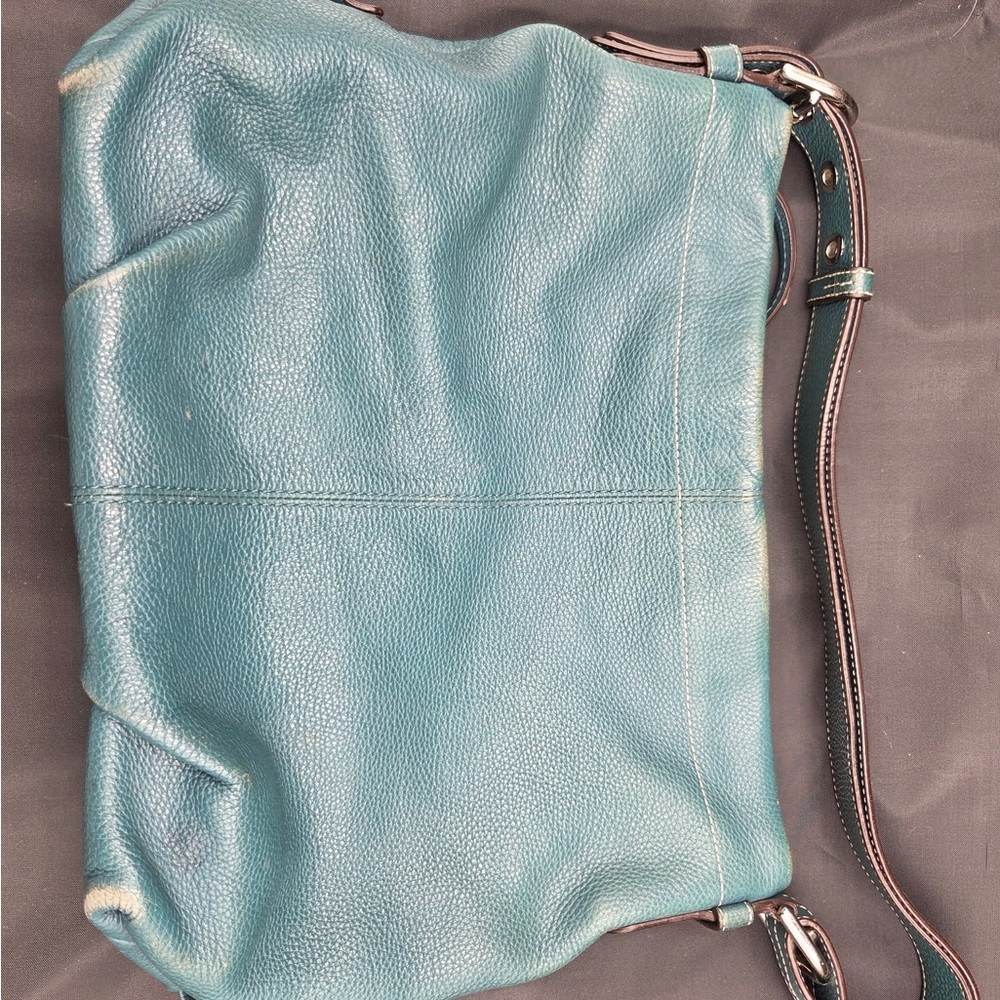 COACH Teal Leather Shoulder Bag
